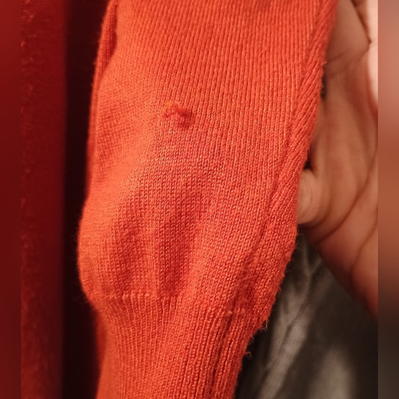 Orange Button-down Ruffled front Cardigan - Picture 5 of 9